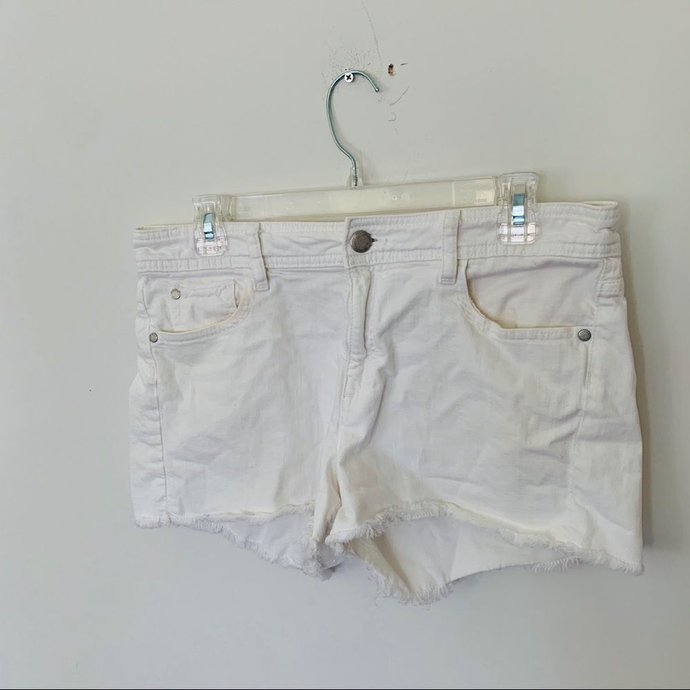 French Connection White Fringe Jean Shorts